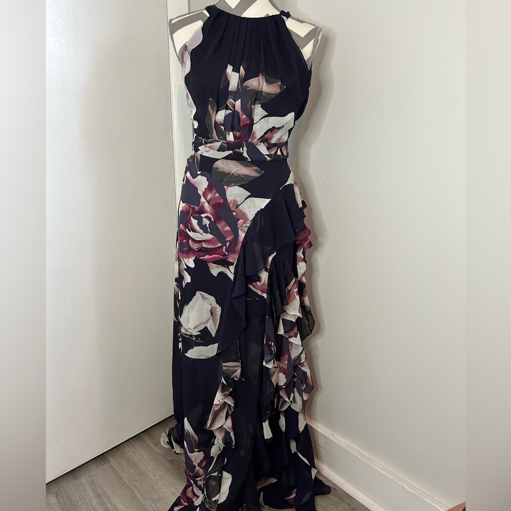 Betsy & Adam Women's Floral Chiffon A Line Maxi Dress
